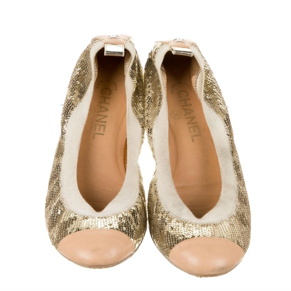 Chanel Sequin Ballet Flats Size 38 - Picture 1 of 3